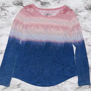 Sonoma Long Sleeve Shirt Everyday Tee Tie Dye Pink Blue Women M Boho Preppy